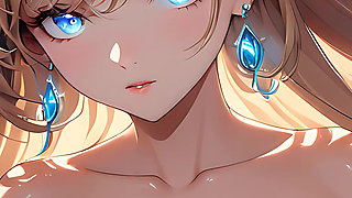 Soft Starlight a Beautiful Young Woman with Glowing Eyes in Animated Style