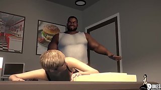 Hot waitress takes huge BBC from her boss in doggystyle anal