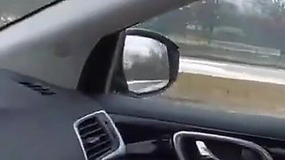 Teen Girl in Plaid Skirt Gets a Ride to School From a Stranger on a Snowy Day