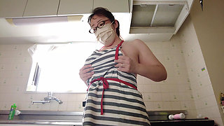 A Married Woman Masturbating Lewdly in the Kitchen