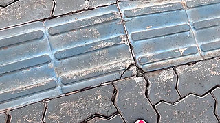 Teasing unknown driver by taking off his clothes