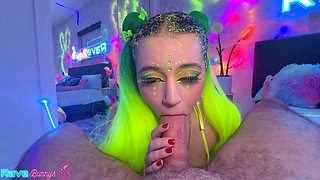Kylie Quinn Gags on Brian Omally's Cock with Neon Pigtails Flying!