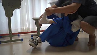 Chinese tickle in white socks