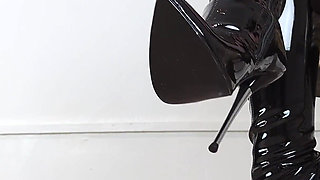 Shoeplay in Extreme High Heel Thigh High Boots and Pantyhose (shoe Collection) - Dame Olga