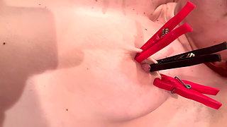 BDSM Room - on the Stretching Rack with Clothespins