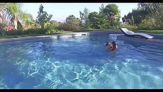 Squirt adventure alone in the pool