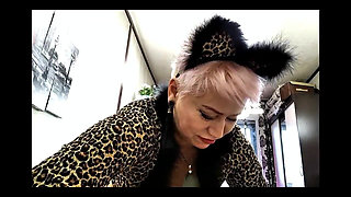 Close-up of a Cock in the Pussy of a Beautiful Stepmom in a Leopard Costume... and Other Pranks of a Mature Bitch...