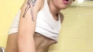 Stella Sweeney Dildo Anal Riding In The Bathroom