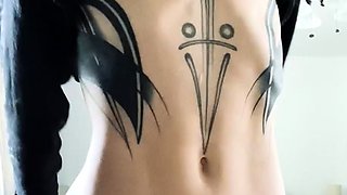 Horny blonde teen with huge boobs jerking off a lucky cock