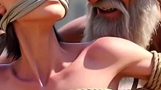 Public Street Bondage - Old Man Touching Helpless Horny Woman