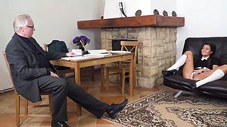 Cindy Shine gets fucked by old fart in uniform