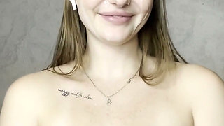 I'm with Your Cum on My Face, Playing with My Tits, Spitting on Them and Spanking Them