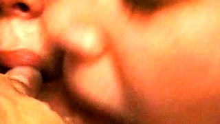 Busty brunette pov blowjob facial