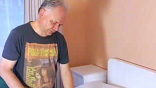 Two amateur teens fucking with young guy