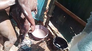 Hot Kenyan Maid Takes Big Dick Doggy Style in Shower