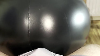 Naughty Student Girl Sucks the Professor and Begs Him to Cum on Her Leather Pants