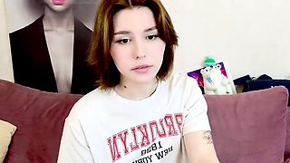 Amateur cougar MILF with small boobs is jerking cock