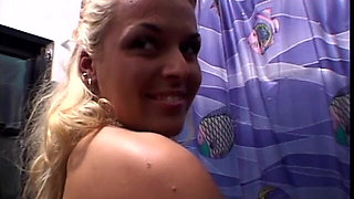 Buff Stud Gets His Cock Sucked by Sexy Blonde Coed