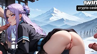 Snow Queen's Milk Spray Orgasm in Alpine Peaks