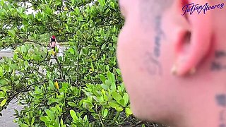 Beach Threesome Sex - Blonde Latina MILF with Big Tits Fucks Boyfriend and His Friend Outdoor