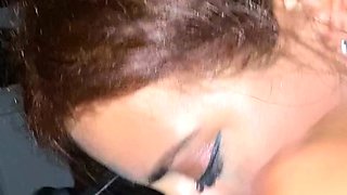 Erotic amateur girl giving blowjob and titjob in POV