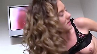 Brunette woman gets a big black cock at a glory hole