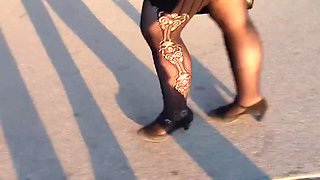 Pantyhose in heels