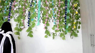 Wet tattooed raven babe Sahron with big boobs masturbates