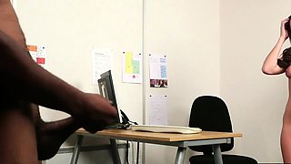 Cougar voyeur teasing BBC cooworker