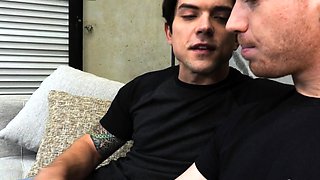Rimming tattooed amateur stud fucks BF