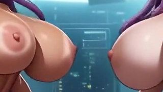 Cyberpunk Lesbian Police Officer Dance and Kiss (ai Animation)