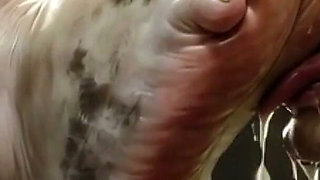 Giantess Massive SSBBW Foot Worship - Male Slave Licking Her Big Feet
