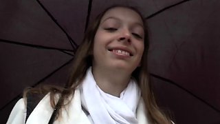 Amateur brunette in latex lingerie fucks hardcore in kitchen