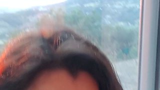 Beautiful Brunette Big Boobs Rides Fake Cock