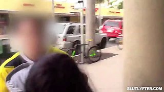 Skylar Snow lays down to stretch her feet to expose her teenie twat!