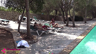 Too?! Holiday Threesome by the Pool!
