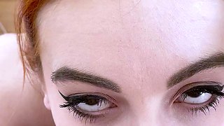 POV blowjob footjob handjob with Karla Kush eating cum