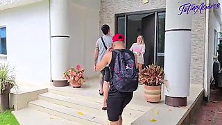 Kourtney Love Threesome Beach Sex with Boyfriend & Friend - Blonde Latina MILF Big Booty Doggystyle Outdoor