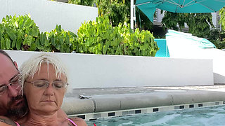 Getting Frisky in the Hot Tub. Boob Play