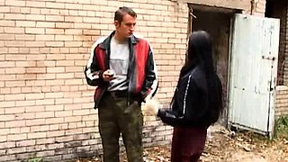 Pulled amateur doggystyle in public toilet