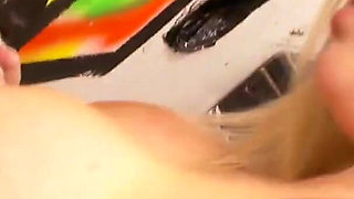 Fishnet MILF fucked from a hard cock in gloryhole