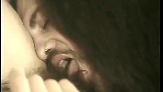 Slut getting fucked by a cock sucking dude in MMF bisexual threesome dildo play