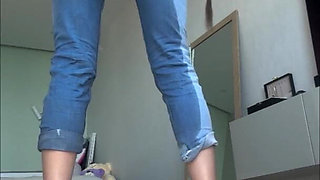 Desperate Jeans Wetting - Full Bladder Piss Puddle Play