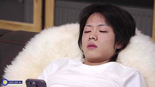 47 Year Old Stepmom Sissy Seduces Her Stepson Into Fucking And Eating Out Her Hairy Bush Pussy