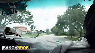 Bangbros - hair stylist madalina moon joins the bus and gets filled with ace hardz’s monster pecker