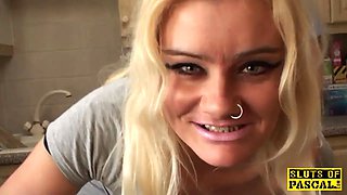 Huge titted english victim dominated with doggie