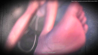 B029 Trapped in the Floor, the Slave Bathes the Queen. POV Objectification, Anal Licking, Foot Licking, and Vaginal Licking Rimm