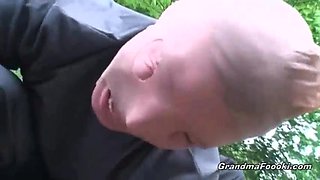 Masked dudes fucking blonde granny