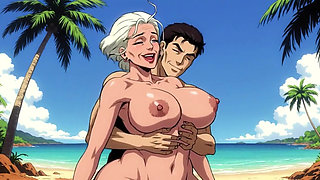 Ai Cartoon Women at Nude Beach