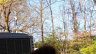 Amateur redhead masturbates then gives a blowjob